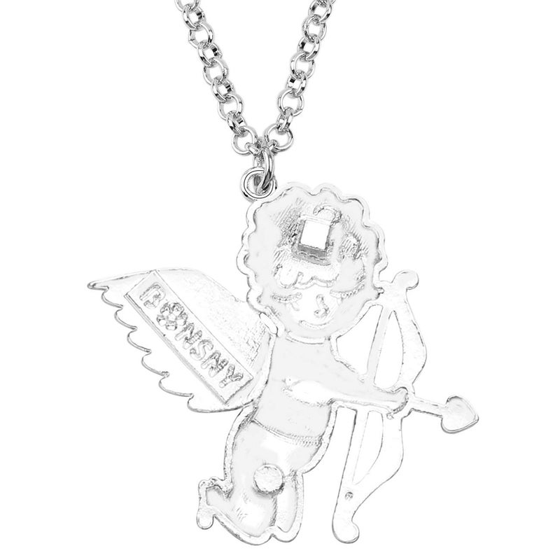BONSNY Statement Enamel Love Angel Cupid Necklaces Pendant Original Design for Women Gifts Jewelry - Image 5